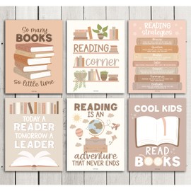 6 Boho Reading Posters For Classroom Reading Corner - Reading Corner Decor For Classroom Library Posters, Reading Strategies Posters For Classroom Library Decor, Reading Classroom Decor, Book Posters