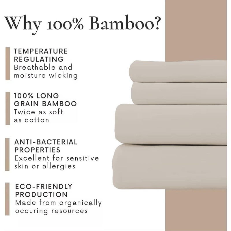 FabGoods Bamboo Fitted BedSheet (Warm Taupe)