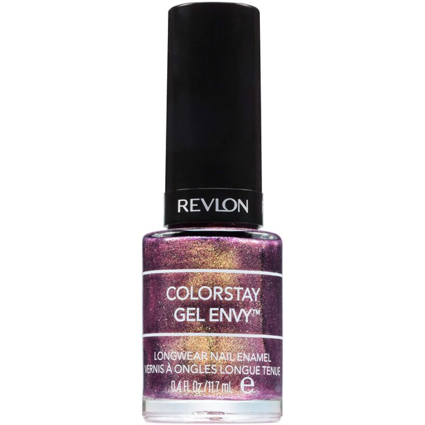 Revlon ColorStay Gel Envy Longwear Nail Polish, with Built-in Base Coat & Glossy Shine Finish, in Plum/Berry, 455 Win Big, 0.4 oz
