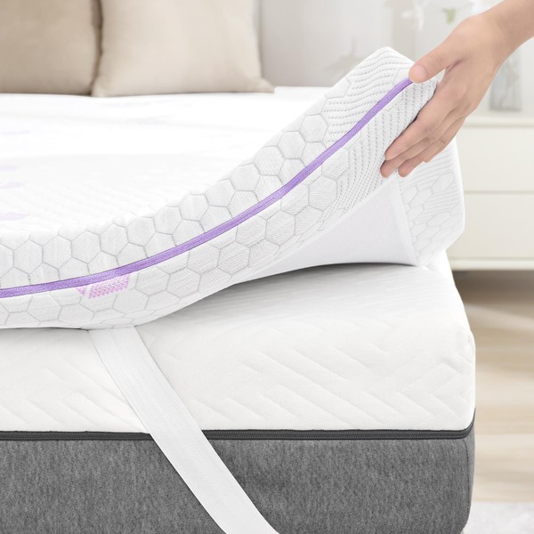 SINWEEK 3 inch Dual Layer Memory Foam Mattress Topper King