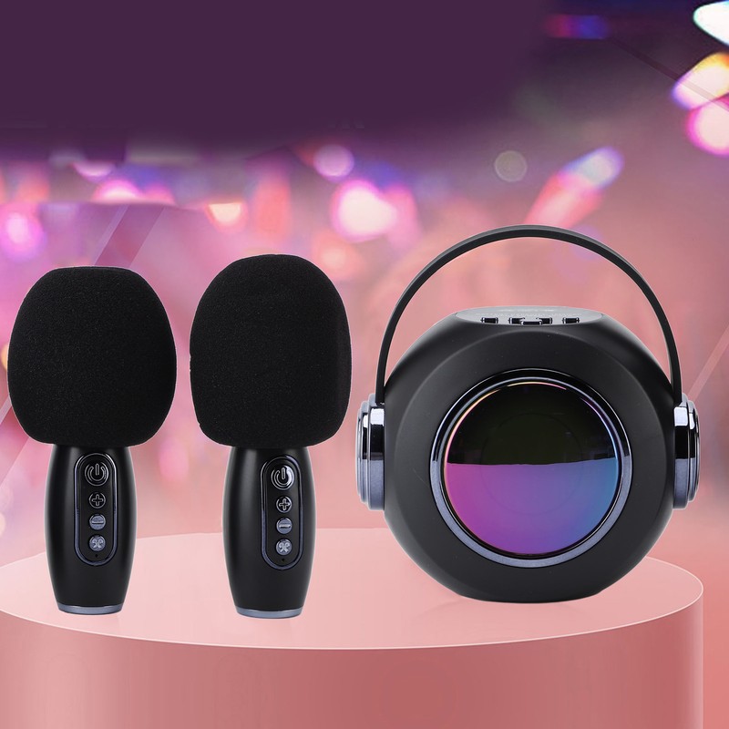 Bluetooth Mics Speaker Set with Colourful Light Effect Noise Reduction