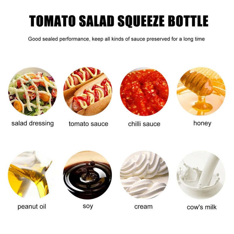 6pcs 250/450ML Sauce Bottle Squeeze Crafts Bottle Condiment Dispenser (250ml