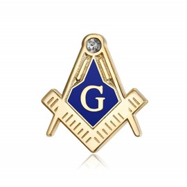 BOBIJOO Jewelry - Pins G Angle and Compass Buttonhole Masonic Masonic Email Zirconium Blue Symbol Masonic Masonic Masonic, see description, Baroque