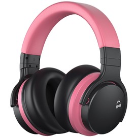 MOVSSOU E7 Active Noise Cancelling Headphones Bluetooth Headphones Wireless Headphones Over Ear with Microphone Deep Bass, Comfortable Protein Earpads, 30 Hours Playtime for Travel/Work, Baby Pink