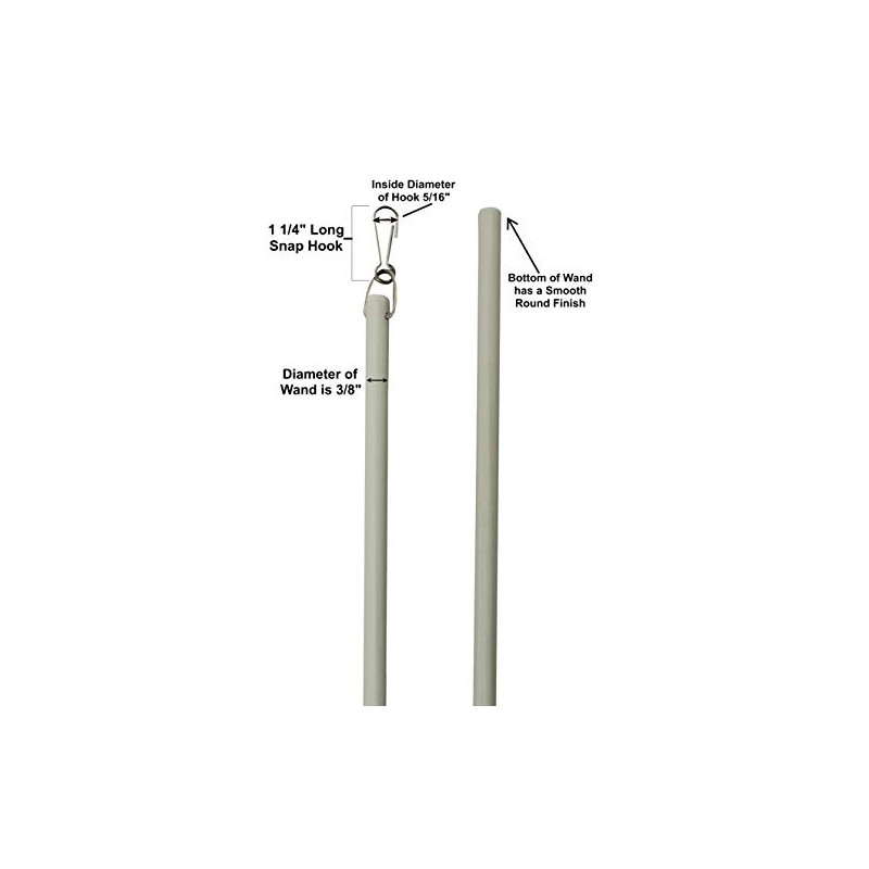30" Fiberglass Drapery Baton Curtain Wands with Stainless Steel Snap