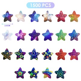 CVFRTT 1500 Multicolor Star Space Stickers, Stickers for Paper, Cardboard, Plastic, Glass, Metal, Vinyl Material, Star Pattern, Indoor Use, 15x20cm Roll, 1500 Star Shaped Pieces