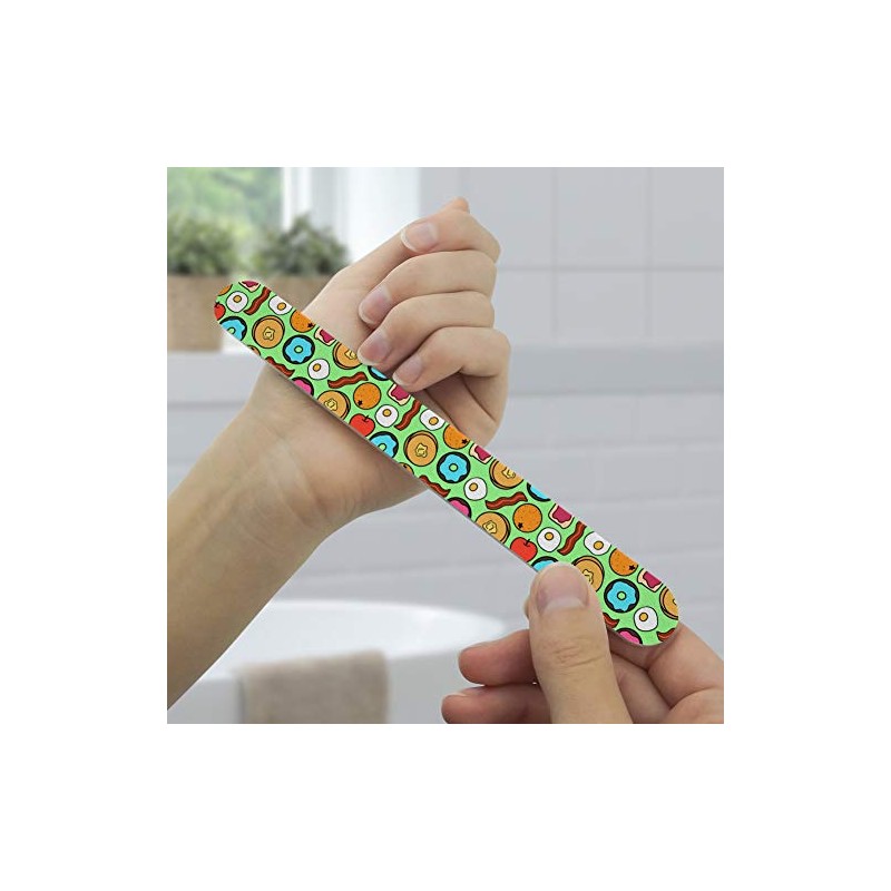 Fun Breakfast Foods Pattern Double-Sided Nail File Emery Board Set