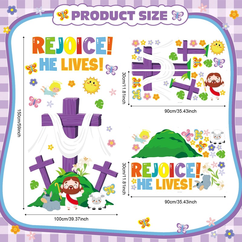 Happy Easter Supplies He is Risen Door Decoration Religious Cross