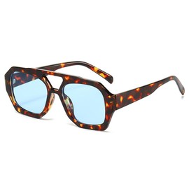 XFSRG Pilot Sunglasses Women Men Retro 70s Vintage Style Double Bridge Design Large Lenses with UV Protection for Men and Women, leopard color, One Size