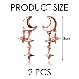 VEHYEGOI 2 Pairs of Moon Star Earrings, Creative Design Earrings, Fashionable Earrings, Long Pendant Earrings, Women's Jewelry