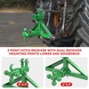 Green 3 Point Hitch Receiver Dual 2” Receiver with Tri-Ball