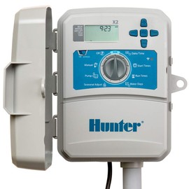 Hunter X2 4 Zone Sprinkler Controller, Outdoor Irrigation Timer for Lawn and Garden, Smart Watering with Weather-Based Scheduling and Cycle and Soak, Smart Controller Ready with Optional WiFi Module