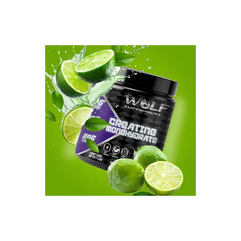 Creatina Monohidratada 500g Wolf En Polvo Sabores Limón