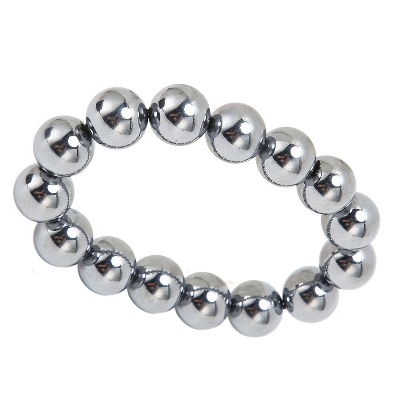 14mm Terahertz Stone Bracelet Promote Circulation Round Beads Chian Bracelet
