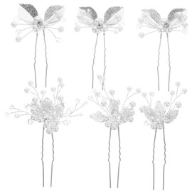 VICASKY 6 pcs U Shape Pearl Rhinestone Wedding Bridal Hairpins Elegant Decorative Hair Accessories for Women for Various Hairstyles and Special Occasions