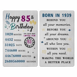 85th Birthday Card for Women Men 1939- Happy 85 Year Birthday Gifts for Female Male Him Her