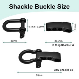 4Pcs Paracord Bracelet Shackle Buckle, Metal Survival Bracelet Shackle Bow Anchor Shackle Clasp D Ring Shackle Clip Adjustable Screw Pin M5 for Camping Bracelet, Paracord Watch Band
