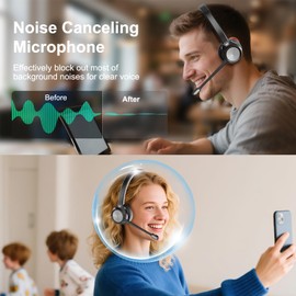 Beebang Wireless Headset, Mono Bluetooth 5.2 Headset with Microphone & USB Dongle for PC, 30 Hours Talk Time Wireless for Mac Computer Skype Teasms Zoom Laptop Office Call Centre Phone