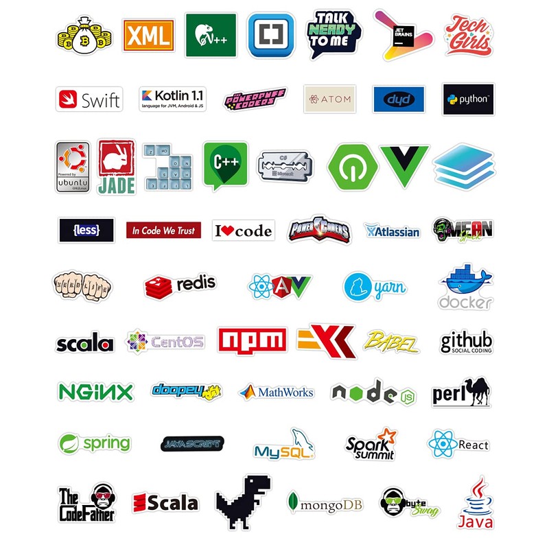 Sanmatic 72pcs Laptop Sticker for Developers Programming Language Includes Sticker
