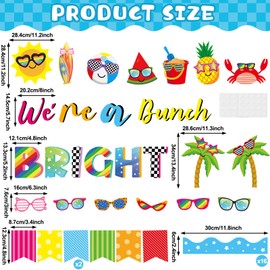 gisgfim Sun Sunglasses Bulletin Board Decorations Summer Hawaiian Paper Cutouts Tropical We’re A Bright Bunch Classroom Bulletin for Back to School Teacher Student Door Wall Chalkboard Decor Supplies