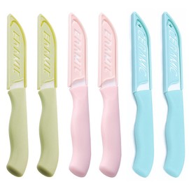 WWZJ 6 Pack Ceramic Paring Knife with Knife Cover, Lightweight Ceramic Knives, Fruit and Vegetable Small Knife (Ceramic, Mix)
