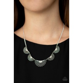 Paparazzi Fanned Out Fashion Silver Necklace Paparazzi New