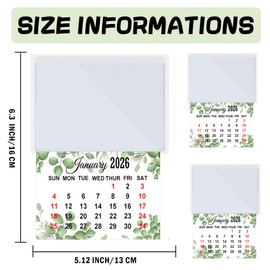 2026 Peel and Stick Calendar Stickers Hanging Mini Calendar Card Pocket Holders 2-in-1 Car Monthly Wall Desk Pasted Calendar for Auto Car Fridge Home Office (Two)