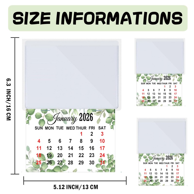 2026 Peel and Stick Calendar Stickers Hanging Mini Calendar Card