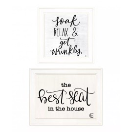 Generic Set Of Two The Best Seat in the House 1 White Framed Print Bathroom Wall Art