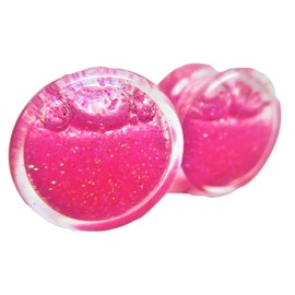 Pierced Republic Pink Glitter Liquid Filled Ear Plugs - Double Flared - 6 Sizes - Pair (00 Gauge (10mm))