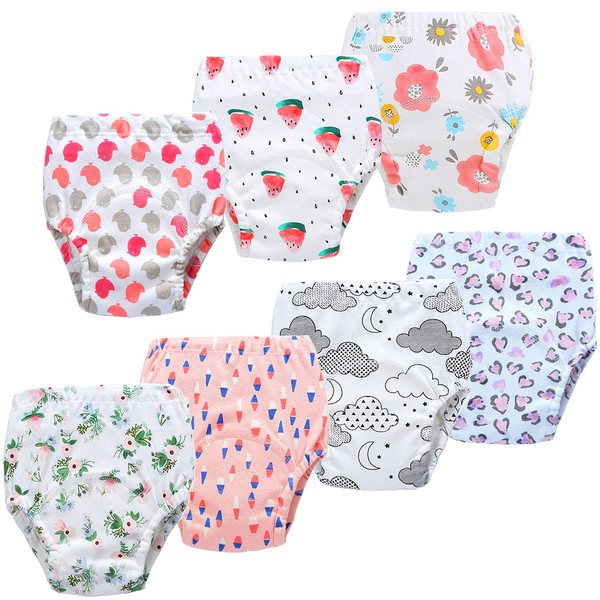 JackLoveBriefs Potty Training Pants for Boys Girls, Cotton Training Pants 2 Years(7 Pack,Multicolor,Size:90)