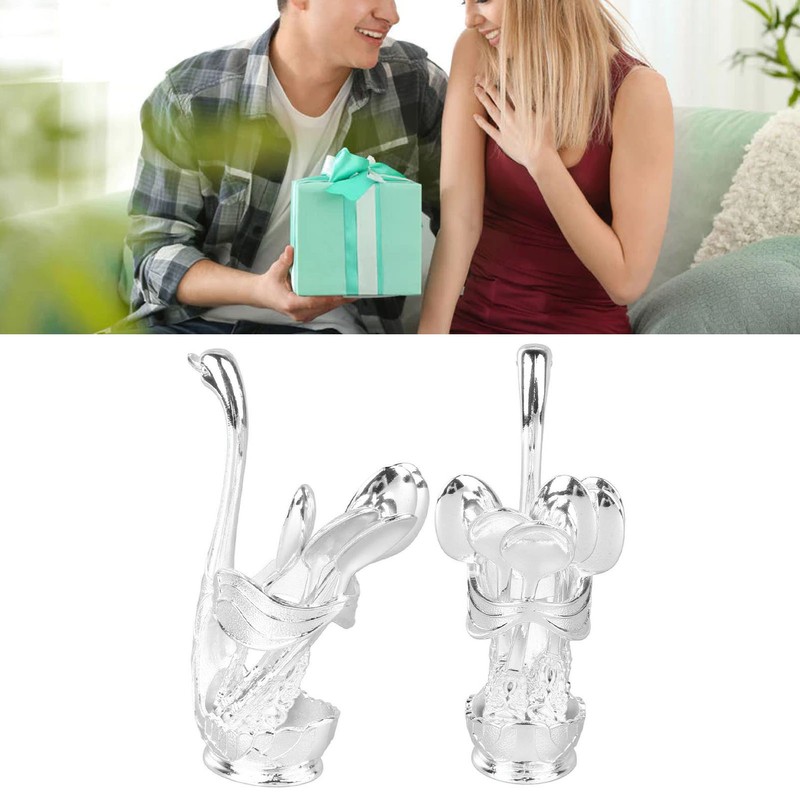 Coffee Spoon Holder Elegant Swan Shaped Alloy Mirror Polish Rich