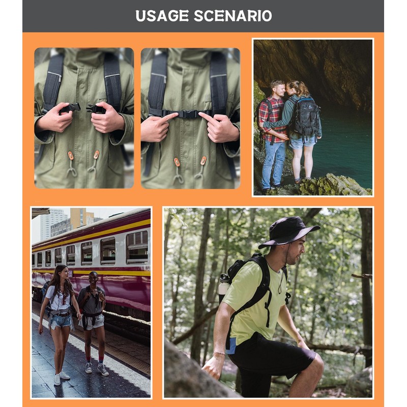 Backpack Chest Strap 2pcs Heavy Duty Adjustable Backpack Sternum Strap