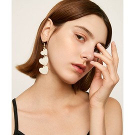 URIZZD Dangle Earrings for Women, Hypoallergenic Earrings Drop Trendy Gift for Her (White)