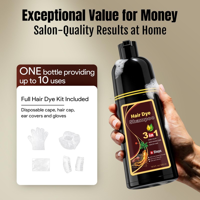 BOJICA MEIDU Dark Brown Hair Color Shampoo for Gray Coverage,