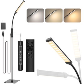 Mojimdo LED Floor Lamp, Bright Floor Lamps for Living Room, Dimmable 3 Color Modes 3000K-6000K & 10 Brightness Standing Lamp, Gooseneck Reading Lamp with Remote Button & Touch Control for Bedroom