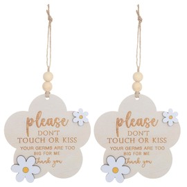 2 Pack Baby Sign, Wooden Dont Touch Baby Sign for Car Seat, Please Do Not Touch or Kiss Babys Signs, Stroller Tag for Babys (Milky)