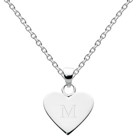 Dew Womens Sterling Silver Heart Initial M Necklace 9091HPM, 18"