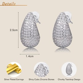 WillTen Golden Earrings Women's Dupes Earrings with Cubic Zirconia, Earrings Gold Hoop Earrings Water Drop Earrings Teardrop Earrings for Women, Copper