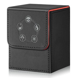 Xuanbeier Card box is for MTG, which can hold more than 120 independent card sets, and the magnetic card box made of PU leather is suitable for CCG TCG Yugioh cards, (black-red)
