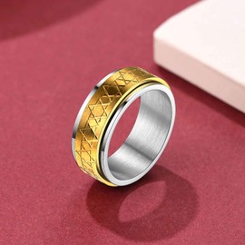 FaithHeart Stainless Steel Spinner Ring for Men Boys Celtic Knot Anxiety Ring Templar Knight Ring Star of David Star Ring with Gift Box Partner Ring Wedding Ring for Birthday Valentine's Day,