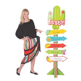 Fun Express Fiesta Food & Drinks Directional Sign - Party and Cinco de Mayo Party Decor - Over 5 Feet Tall