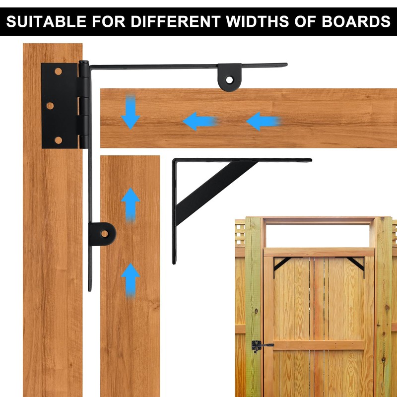 Securitoday Gate Hardware Kit for Wood Fence, Corner Brace Bracket,