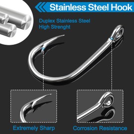 Live Bait Fishing Hooks Saltwater,45pcs Catfish Circle Hooks Stainless Steel Live Bait Fish Hook Sharp Strong Fishing Hooks Saltwater Freshwater,Size 1/0-10/0 (10/0)