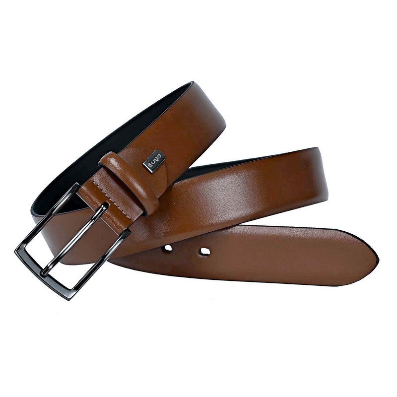 Lloyd Men's Leather Belt 35 mm Dark Buckle, Cognac