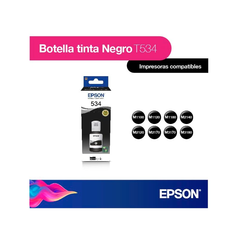Epson Ecofit Botella de Tinta Pigmentada Color Negro T534