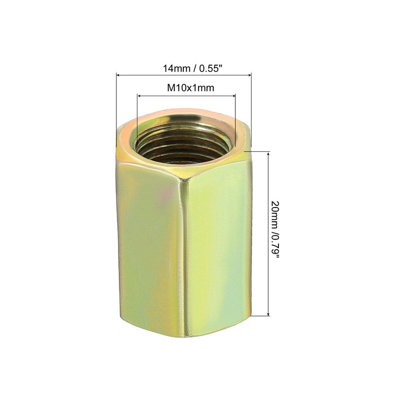 sourcing map Hex Coupling Nuts M10 x 1mm Fine Thread