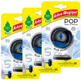 Arbre Magique POP Auto-Lufterfrischer, fester Duft, Duft Blue Velvet, warmer und entspannender Duft, hält bis zu 30 Tage, italienisches Design, 3 Stück