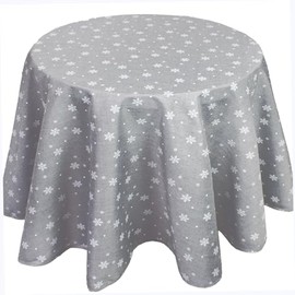 Christmas Snow Tablecloth Grey 160 cm Round