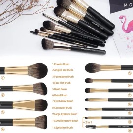 Brochas De Maquillaje Profesional,set 10 Con Estuche,esponja Color Negro                                                                              